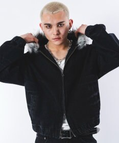 WEGO 【ユニセックス着用ITEM】ファーフードスラッシュデニムブルゾン