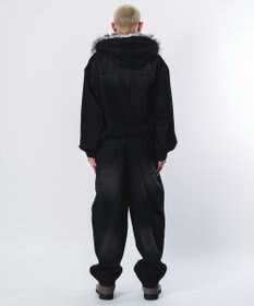 WEGO 【ユニセックス着用ITEM】ファーフードスラッシュデニムブルゾン