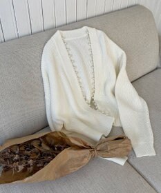 Feroux 【洗える】パール付き カーディガン