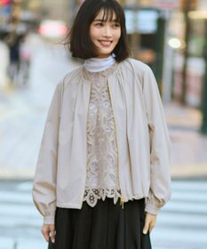 23区 L 2WAYストレッチタフタ ギャザーブルゾン ベージュ系