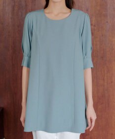 Tiaclasse 【小倉優子さん着用】【洗える】 パフスリーブチュニックブラウス