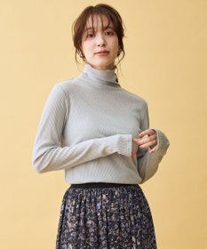 ANY ウール混リブタートルネックカットソー グレー