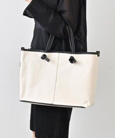 Hekhèr Le Style de Vie 【日本製 / A4サイズ対応/2WAY】コットンキャンバス×シュリンクレザー ノットトートバッグ large