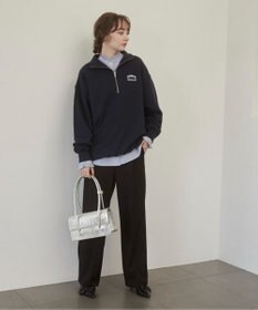 WEGO 【ANGIE VINTAGE】ワンポイント刺繍ハーフZIPスウェットプルオーバー