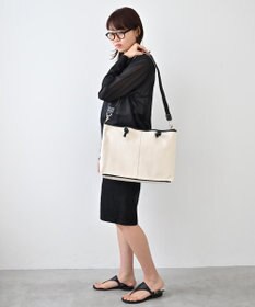 Hekhèr Le Style de Vie 【日本製 / A4サイズ対応/2WAY】コットンキャンバス×シュリンクレザー ノットトートバッグ large