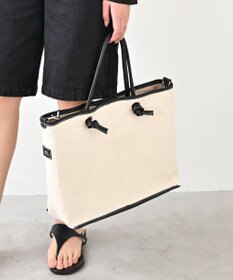 Hekhèr Le Style de Vie 【日本製 / A4サイズ対応/2WAY】コットンキャンバス×シュリンクレザー ノットトートバッグ large