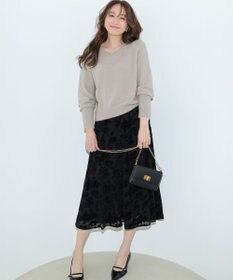 ANY SIS 【2SET】フェザー ニット × フロッキー スカート