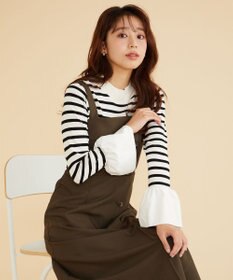 Feroux 【洗える】袖フレアボーダー ニット