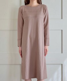 Tiaclasse L 【洗える】リブ切替デザインニットワンピース