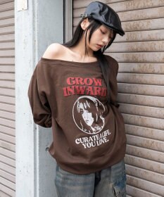 WEGO 【25年秋冬新作】2WAYグラフィックワンショルBIGスウェット