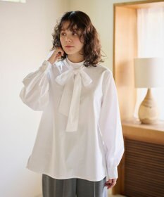 #Newans 【洗濯機可】ステッチデザインリボンタイブラウス