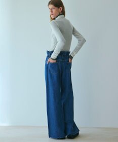 NAVE 【ReNAVE・洗える/軽量】ライトデニム ウエストギャザーパンツ