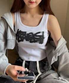 WEGO 【カップ付きインナー】グラフィックカップ付きリブタンク