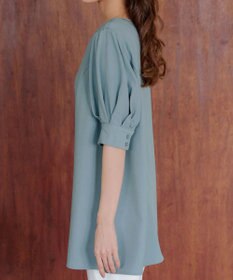 Tiaclasse 【小倉優子さん着用】【洗える】 パフスリーブチュニックブラウス