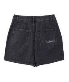 earth music&ecology フリンジロゴデニムショートパンツ