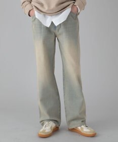 WEGO 【ユニセックス着用ITEM/ウエスト調整可】ストレートデニムパンツ