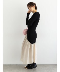 Te chichi 【宮本茉由着用】リブニットドッキングアシメワンピース