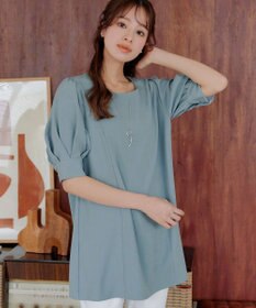 Tiaclasse 【小倉優子さん着用】【洗える】 パフスリーブチュニックブラウス