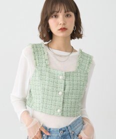 earth music&ecology 【セットアップ可】フリンジツイードビスチェ