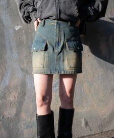 WEGO ヴィンテージウォッシュカーゴミニスカート