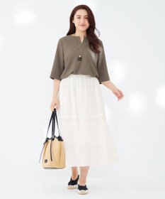 23区 L 【Lサイズ限定】ハイストレッチツイル ブラウス