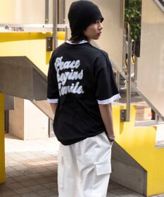 WEGO 【ユニセックス着用ITEM/MLサイズ展開】アクセ付きリンガーグラフィックT（SS）