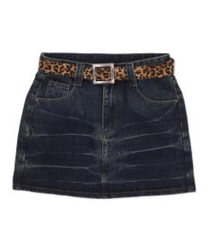 WEGO レオパードベルト付きデニムミニスカパン