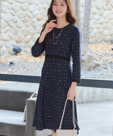 Tiaclasse 【安田美沙子さん着用・新色追加】配色ツイードワンピース