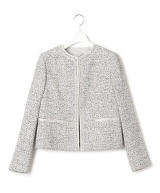 23区 【セットアップ対応】シャインツイードストレッチ ノーカラー ジャケット