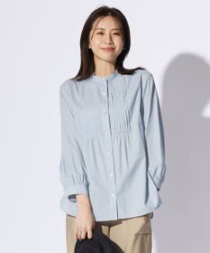 J.PRESS LADIES 【洗える】BEZピンチェック ピンタック ブラウス