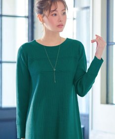 Tiaclasse L 【洗える】リブ切替デザインニットワンピース