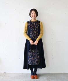 muuc 〈遠州織物の工場で織られた上質なコットンコーデュロイ生地〉花刺繍ワンピースドレス（セットアップ可能）