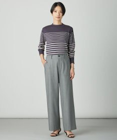 J.PRESS LADIES S シャンブレー2wayストレッチ ワイド ストレート パンツ