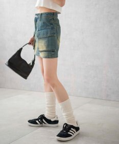 WEGO ヴィンテージウォッシュデニムカーゴミニスカート