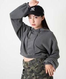 WEGO ピグメントショートグラフィックプルパーカー