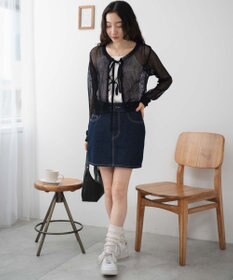 WEGO スパンコールメッシュニットカーデ