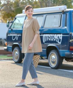 Tiaclasse 【小倉優子さん着用】【洗える】 パフスリーブチュニックブラウス