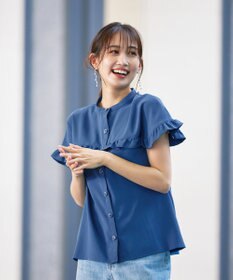 Tiaclasse L 【洗える】ケープ風フリルスリーブブラウス