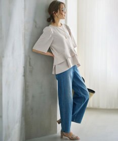 組曲 L 【接触冷感・吸湿・UVカット】ジョーゼットジャージーフリルブラウス