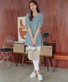 Tiaclasse 【小倉優子さん着用】【洗える】 パフスリーブチュニックブラウス