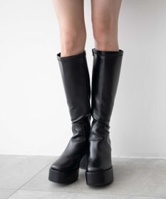 WEGO ストーム付きワイドヒールロングブーツ