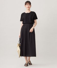 自由区 【洗える】コード刺繍胸元レース カットソー