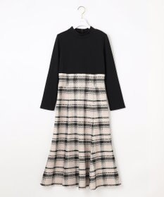 ANY SIS 【洗える】チェックジャガードコンビ ワンピース