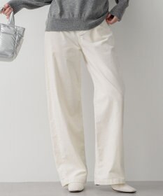 23区 L 【洗える】23区DENIM ベルベットストレッチ ワイドパンツ