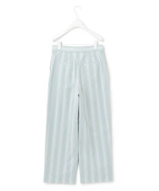 ICB 【洗える】 コットンナイロンドビーストライプ ワイドストレートパンツ