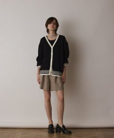 GRACE CONTINENTAL メッシュラインニットカーディガン