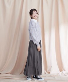 Tiaclasse 【ウール混】パフスリーブファンシーヤーンニットトップス