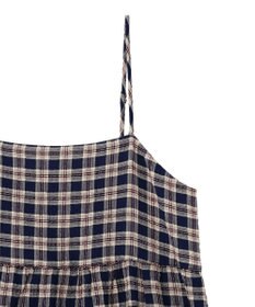 earth music&ecology シャーリングラメチェックキャミワンピース