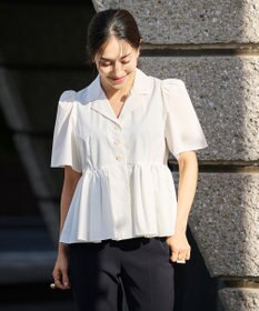 #Newans 【セレモニーにも】オープンカラーペプラムブラウス