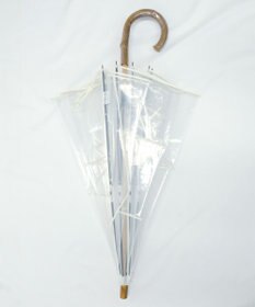 +RING 【プラスリング】【数量限定】 UNISEX 雨傘（長）55cm WHT パッチワークパイピングビニール傘